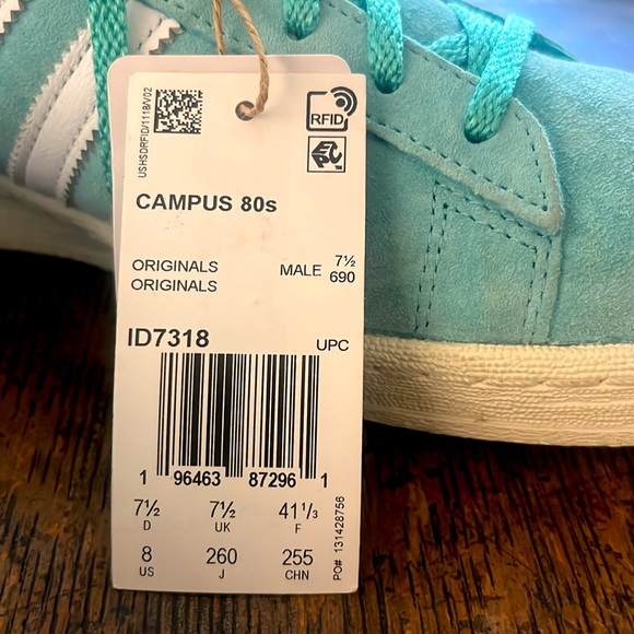 NWT Adidas Campus Suede Sneakers – Hazy Green/Teal – Women’s 8 - Picture 2 of 5